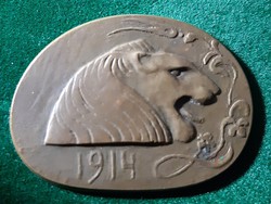 I. világháború., oroszlános bronz plakett, 1914