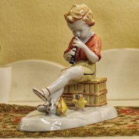 Metzler & Ortloff porcelain flute little boy figurine chicks l