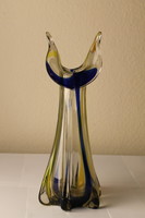 Retro cseh üveg váza, többrétegű fújt üveg