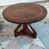 Gyönyörű antik Biedermeier kerek Intarziàs asztal, posztamens szobortartó,szalon-kàvézó asztal