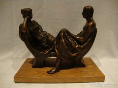 Rácz edit (1936 -) bronzed terracotta sculpture