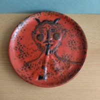Tófej kerámia tányér Faun ábrázolással