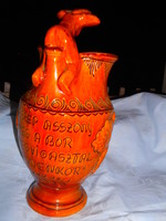 Bait jug with female figure inscribed at the pourer - folk ceramic -tóth f