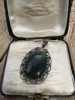 Old silver pendant with mossha stone