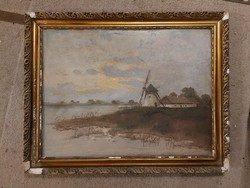 Signed, Hungarian landscape painting, oil on canvas, old ... 60X80 + frame