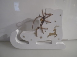 Christmas tree decoration - wood - large - 23 x 17 x 2 cm - skates - gold painting - new
