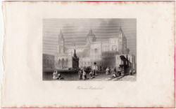 Palermo, cathedral, steel engraving 1845, payne's universe, original, 10 x 15, engraving, Italy