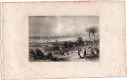 Szingapúr, acélmetszet 1845, Payne's Universum, eredeti, 10 x 16, metszet, Ázsia, Singapore
