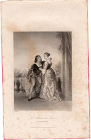 Firenzei szerelmesek, acélmetszet 1846, Payne's Universum, eredeti, 12 x 16, metszet, XIV. század