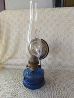 Régi  petróleum lámpa kék üveggel
