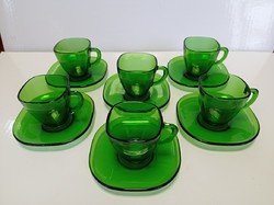 VERECO Francia zöld színű, hőálló üveg, mokkás csésze készlet
