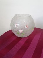 Hand painted spherical glass vase