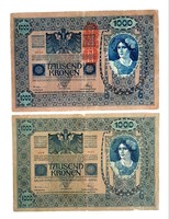 1000 Crown 1902 Hungarian and Austrian 2pcs