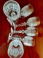 A híres Cseh - Bohemia csiszolt ólomkristály kristály 6 db likőrös talpas pohár garnitúra - jelzett.