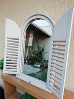 Large women's day discount for only 3 days with shuttered white butter. Wooden mirror for sale