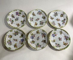 HERENDI PORCELÁN VIKTÓRIA MINTÁS 6 SZ. SÜTIS/APRÓSÜTEMÉNYES GARNITÚRA