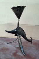 Bronz gyertyatartó halakkal - kétállású - 28 cm magas