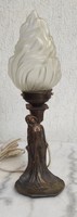 Antik asztali lámpa,nő szoborral Szecessziós  , jelzett !