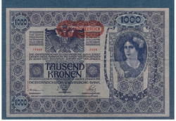 1000 Korona 1902 Vf ++ Deutschösterreich bélyegzés Hátlap II. kiadás hátlap Ornament