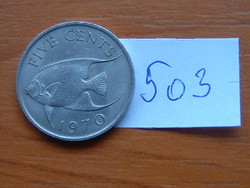 Bermuda 5 cent 1970 hal, bermuda blue angelfish # 503