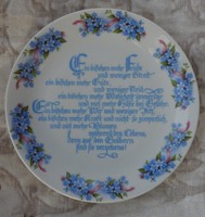 Wall plate with violet pattern in the middle with a spiritual verse detail in German - wall plate