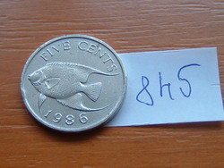 Bermuda 5 cent 1986 hal, bermuda blue angelfish # 845