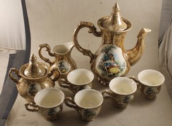 Antik fajansz barokk jelenetes kávés készlet 170