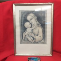 Régi M.I. Hummel Madonna Gyermekével Szentkép,Kép,Nyomat.Grafika.