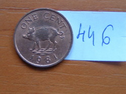 Bermuda 1 cent 1981 wild boar # 446