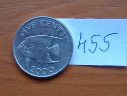 Bermuda 5 cent 2000 hal, bermuda blue angelfish # 455