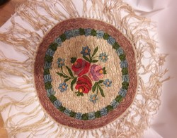 Antique Art Nouveau silk embroidered matyo tablecloth with flawless needlework cleaned