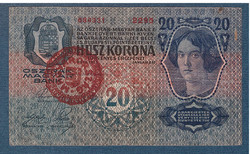 1920 20 Korona 1913 I. kiadás VF MAGYARORSZÁG bélyegzéssel