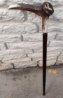 Deer antler with handle deer with decorative pliers, walking stick, walking stick, dagger stick, hunting style