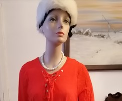 More beautiful than me plus size white goatskin leather hat hat 58-60 head fine color !!