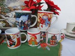 Beautiful winter Christmas cocoa mugs mug Santa Claus teddy bear tuned to the holidays nostalgia