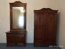 Bécsi barokk stílusú szekrények ( 2 ruhásszekrény, 1 tükrös komód)