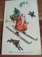 Régi képeslap,karácsonyi üdvözlő lap, 1961, Rajz: Gönczi Tibor