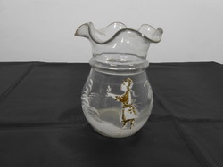 Antique glass vase, hand painted