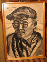 Quality at a gift price! Original János Nyergesi / 1895-1982 / self - portrait 1957