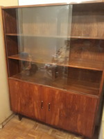 "Hanka", lengyel, politúrozott könyvszekrény, vitrines szekrény, 1968-ból. LEÁRAZVA!