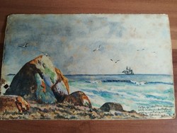 Ajánljon! Fábián Gyula, Korai akvarellje,  képeslapként megfestve, feladva Losonc, 1902