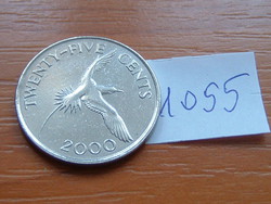 Bermuda 25 cents 2000 phaethon lepturus, white-tailed tropical bird # 1055