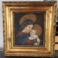 Antique virgin mother with little Jesus - painting