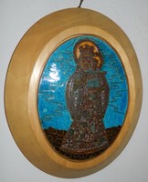 Mother and child (Madonna) - Mária Mórocz fire enamel picture - with compartment enamel technique