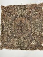 Antik Ottomán -Török fémszállal hímzett terítő 19.-20.század 38/36 cm