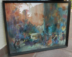 Budapest transport - Berkes antal watercolor painting