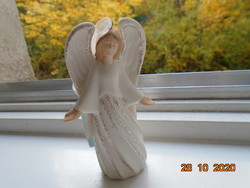 Kerámia Karácsonyi szárnyas angyalka ezüst csillám díszítéssel az amerikai Roman Inc terméke
