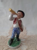 Hops, hand-painted ceramic hunter boy with horn