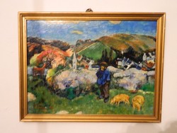 Nagybányai falurészlet : kvalitásos jelzett olaj festmény