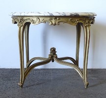 1G692 antique castle furniture gilded marble round table coffee table
